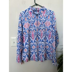 IBKUL Doreen Top Womens XXL Blue 1/4 Zip UPF Golf Tennis Mesh Shirt Beach Mesh